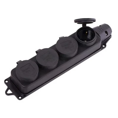 4 توسیع ساکٹ ربڑ IP44 Schuko شعلہ - مزاحم